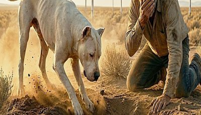 Un Dogo Argentino cava desesperadamente en el desierto: la razón impacta…