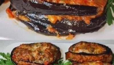 Berenjenas al horno con relleno de carne sabrosa