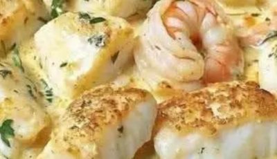 Creamy Garlic Butter Fish & Shrimp Skillet