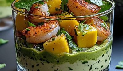 Verrine Crevettes, Mangue & Crème d’Avocat